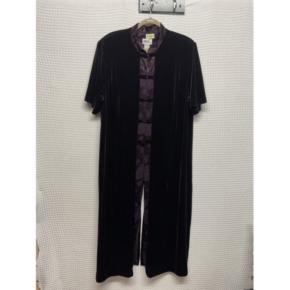 VTG J.B.S. LTD Velvet Oriental Maxi Dress Long Kaftan/Jacket Tunic Women 24W USA
